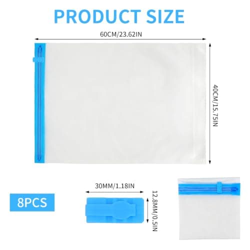 YINKUOSSAA 8 Pcs Roll Up Vacuum Bags for Travels, Reusable No Pump Vacuum Compression Bags for Travel Space Saver Bagss, for Suitcase Storage Bag Holiday Travel Essentials(40x60 cm) — view 2