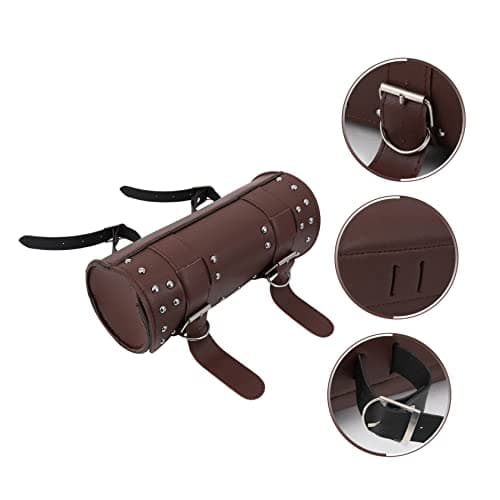 HOLIDYOYO Motorbike Tool Bag Large Capacity PU Leather Side Pouch Brown — view 6