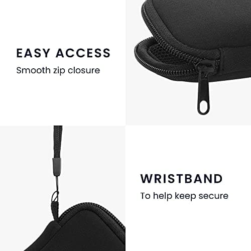 kwmobile Neopren Earphone Case for Earbuds - Small Hearing Aid case with inner mesh pouch - Zipper Storage Bag Pouch for Headphones Earbuds - Black — view 4
