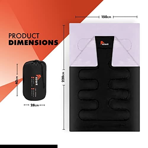 azark Premium Double Sleeping Bag, 350GSM, Lightweight and Waterproof, 4 Seasons of Camping, Hiking and Outdoors, Sleeping bag for Adults & Kids (Black) — view 2