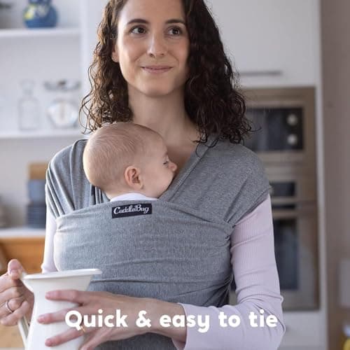Cuddlebug Baby Wrap Carrier, Soft Stretchy Newborn Sling, 3-16 kg, Grey — view 2