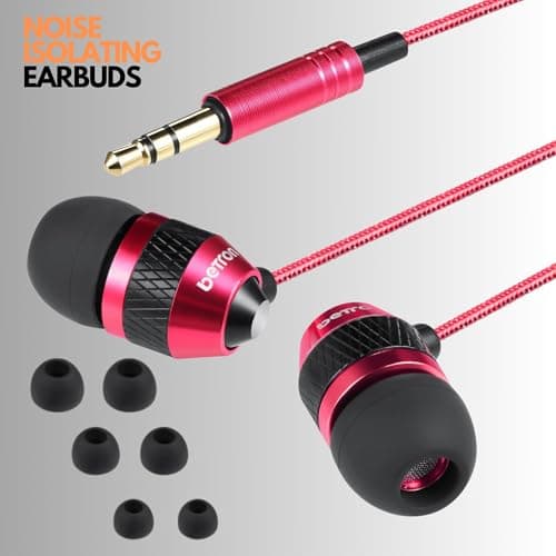 Betron B25 Earphones, In-Ear Wired Headphones, Red — view 3
