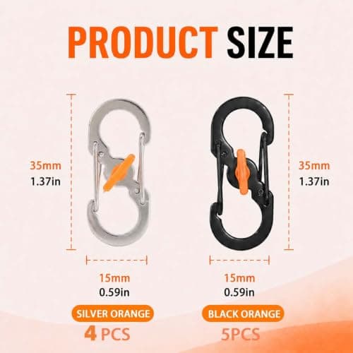 10 Pack Mini S Shape Locking Carabiner Clips,Stainless Steel Lightweight Keychain Hooks, Twist Lock Anti-Theft Safety Design, Small S Biners for Hiking Camping Travel Backpack Keys Pet Tags DIY Crafts — view 2