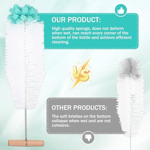 MICHIHOMIE 2 Pcs Long Handle Bottle Brush for Cleaning with Wood Handle — view 5