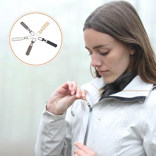 sourcing map Zipper Pull Charm 6 Pcs 1-2mm Thickness Detachable Zipper Pull Replacement Handle Repair Kits Tabs Lock for Coats Jackets Pants Luggage Suitcase Purse Fasteners, Silver Tone — view 5