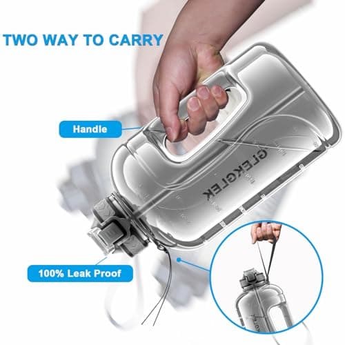 GLEKGLEK 3L Water Bottle with Straw, Time Marker, Large Water Jug, Grey — view 6