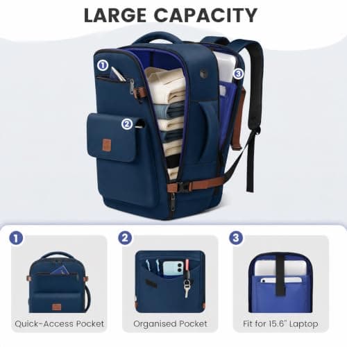MATEIN Ryanair Cabin Bags 40x30x20, 24L Travel Backpack Cabin Size, Blue — view 3
