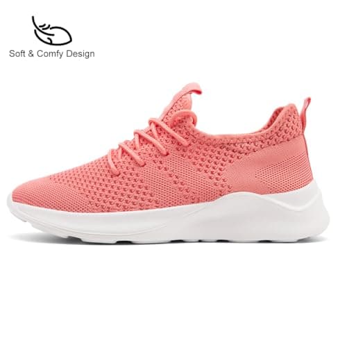 EGMPDA Women's Knitted Breathable Trainers Coral Red UK Size 6 — view 4