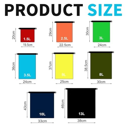 Waterproof Dry Bag Set 8 Pcs – Lightweight & Large Capacity Dry Bags, Ripstop Waterproof Dry Bag in 12L, 10L, 8L, 5L, 3.5L, 3L, 2.5L, 1.5L, Roll-Top Storage Sack for Camping, Hiking, Boating & Fishing — view 2
