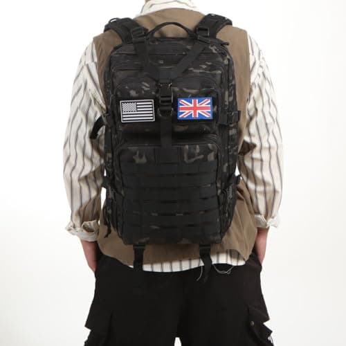 Thuram 50L Durable Nylon Waterproof Fishing Hunting Backpack Outdoor Military Rucksacks Tactical Sports Camping Hiking Bags (Camo Black) — view 2