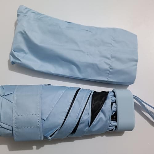 Maibar Sun Umbrella Mini Portable Lightweight Compact Umbrella Small Folding UV Umbrellas for Lady Women (Blue) — view 2