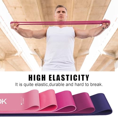 Resistance Bands [Set of 5], Potok Resistance Band for Women and Men,Skin-Friendly Resistance Fitness Exercise Loop Bands with Carry Bag for Pilates, Training, Physio Therapy, Stretching — view 3