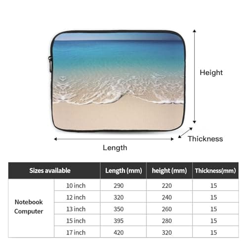 Laptop Sleeve Case 10 inch, Shockproof Protective Laptop Cover Beach Clear Sea Sand Briefcase Portable Carrying Computer Bag — view 4