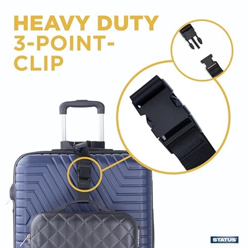 STATUS T-Type Luggage Strap for Suitcases, Adjustable Suitcase Straps with Quick Release Buckle, Connects Upto 3 Cases, Connector Belt for all Types of Luggages, Black, 2 Pcs (STTYPELUGSTRAP6) — view 5