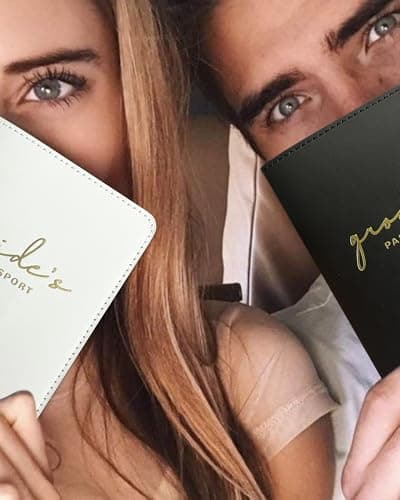 Mr and Mrs Passport Wallet, Wedding Gifts for Couples 2025, Passport Holder for Travel, Honeymoon Travel Essentials, Bride & Groom, 4*6 — view 6