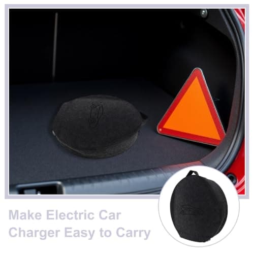 Toddmomy Ev Charging Cable Organizer round Felt Storage Case with Handle — view 3