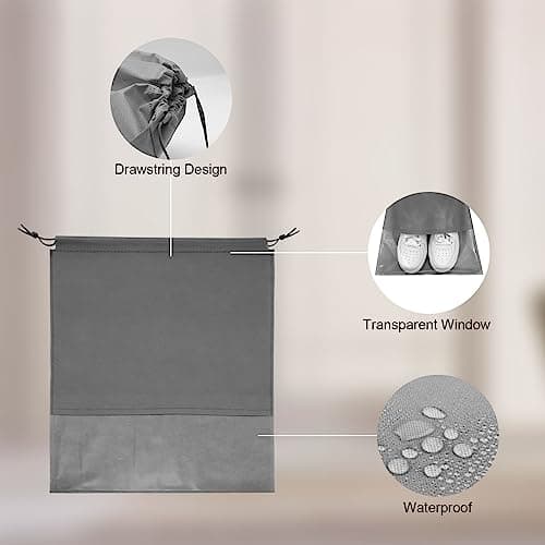 GAOHAN 10 Pcs Travel Shoe Bag,Shoe Bags,Non-Woven Shoes Storage Bags,Grey — view 4
