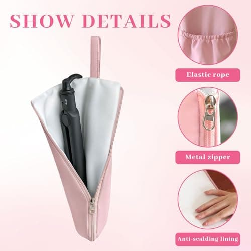 LuminaVerde Bag for Curling Iron, Protective case for Travel Straightener, Heat-Resistant mat, Straightener Holder — view 3