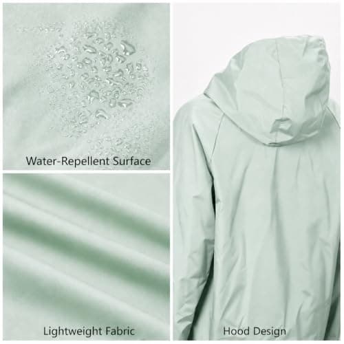 Innfttwo Lightweight Rain Jackets Womens ladies Waterproof Jackets with Hood Packable Raincoat Women for Running Cycling Hiking (UK, Alpha, S, Regular, Regular, Green) — view 3