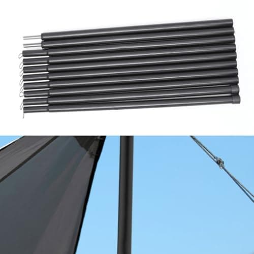 Nexbrill Telescopic Tent Poles 10-Pack Adjustable Rods for Camping Canopy Awning Tarp Shelter Beach Sun Shade Windbreak Portable Metal Pole Kit 43cm(10 knots) — view 3