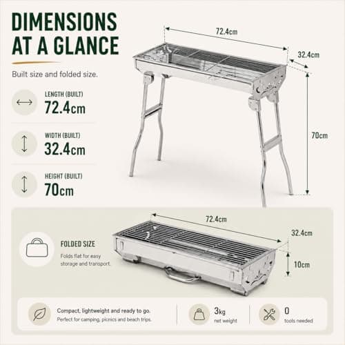House of Home BBQ Portable Stainless Steel Folding Large Charcoal Grill — view 4