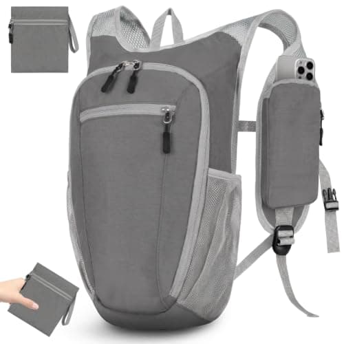 HOTUT Ultra Lightweight Foldable Backpack, 10L Hiking Backpack, Water Resistant Travel Day Bag for Men Women, Packable Rucksack Daypack for Cycling Climbing Travelling Camping Sports Outdoor (grey)