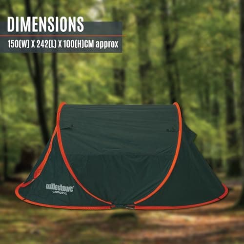Milestone Camping Pop Up 1 Person Tent, Water-Resistant 2000mm — view 2