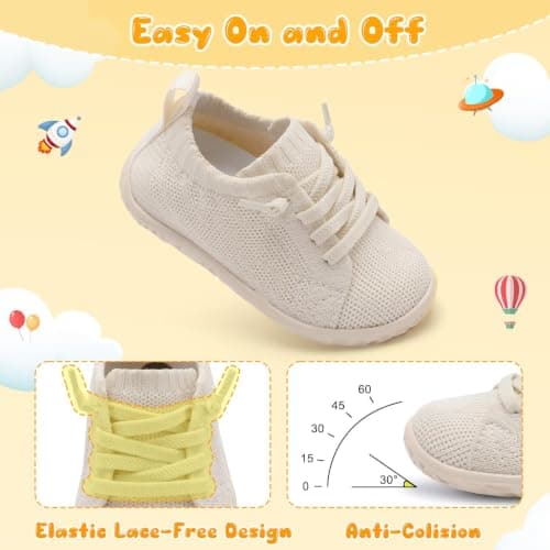 JIASUQI Baby Barefoot Shoes Boys Girls Toddler Slip On Soft Sock Shoe,Beige131,12-18Months — view 3