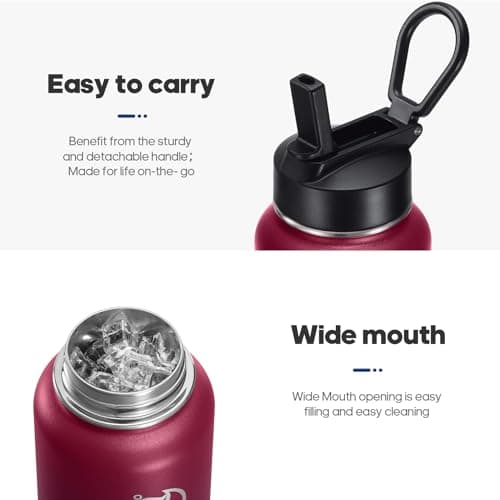 HydroPal Vacuum Insulated 750ml Stainless Steel Water Bottle with Dual Lids — view 4