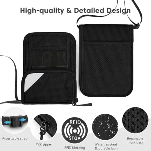 HEGCOIIE RFID Blocking Neck Wallet, Hidden Passport Holder, Neck Pouch — view 5