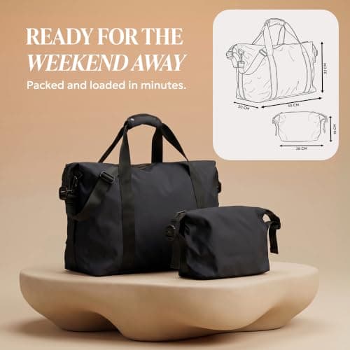 LUGG Travel Duffle & Toiletry Bag Set – 900D Waterproof PVC Holdall with Detachable Shoulder Strap, Spacious Weekend Gym Bag & Matching Wash Bag, Lightweight Durable Travel Bag for Men & Women — view 3
