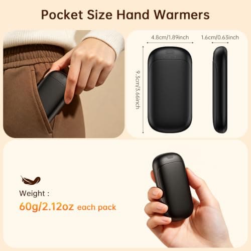 gabless Hand Warmers Rechargeable 2 Pack, Electric Handwarmers Portable Hand Warmer Reusable with 3 Levels Heat USB Pocket Warmer, Great Warm Gifts for Men Women Outdoor Camping Golf — view 5