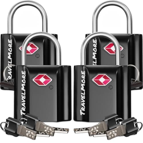 TravelMore Suitcase Padlocks with Keys, TSA Approved Travel Luggage Locks