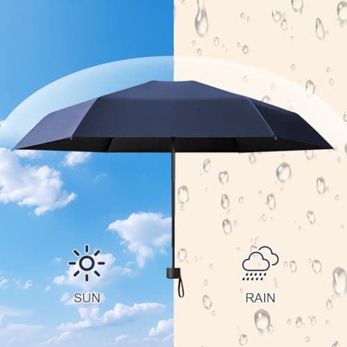 Vicloon Travel Mini Umbrella for Purse,6 Ribs Mini Umbrellas, Coating Layer Fabric Blocking UPF 50 UV Protection 99.9% Compact Folding Purse Umbrella,Travel Sun Umbrellas Lightweight Small Compact — view 4