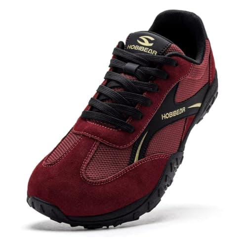 HOBIBEAR Barefoot Wide Toe Shoes for Men Women Zero Drop Minimalist Lightweight Casual Walking Trainers(Red,UK 7.5)