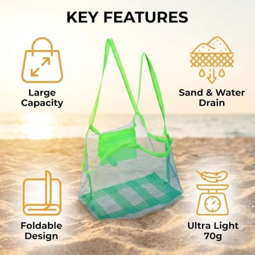 Crownflux Large Mesh Beach Bag for Women, Foldable Beach Tote Bag — view 4