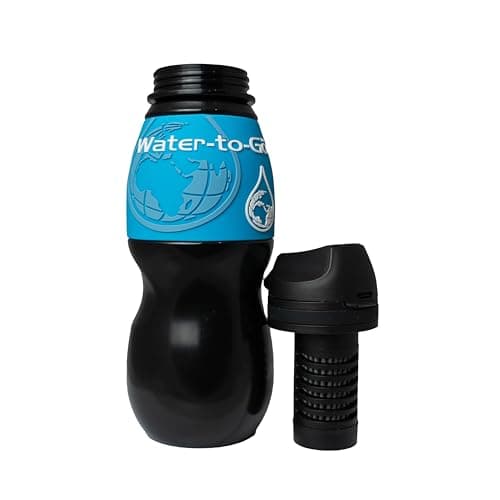 WATER TO GO Classic 750ml Water Purifier Bottle & Replacement Twin Pack Filter Discount Bundle-protects against viruses, bacteria, protozoa, cysts,& microplastics; Guaranteed Leakproof - (Blue) — view 3