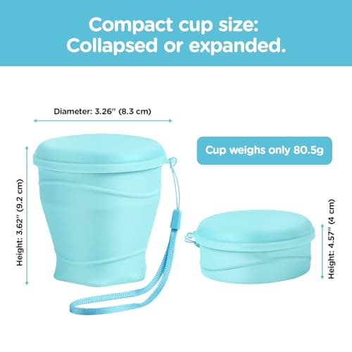 Bidponds 8.8oz/260ml Collapsible Silicone Cup with Lid,BPA-Free,304 Stainless Steel Rim,Portable Cup for Travel,Camping, Hiking,Outdoor Sports (Light Green) — view 2