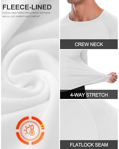 Roadbox Men's Thermal Base Layer Top 1-2 Pack, Fleece Lined Long Sleeve — view 3