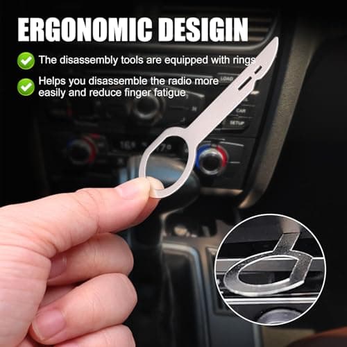 4 Pcs Radio Removal Tool Keys, Radios/DVD/CD Release Key Extraction Tools, Stainless Steel Pin Stereo Adapter Disassembly Tool, Universal Media Player Pins for Audi VW VolksWagen (Silver) — view 4