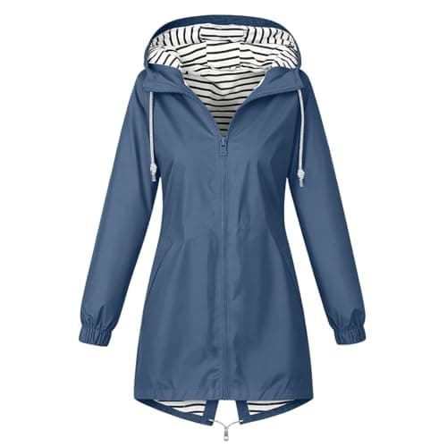 Waterproof Jacket Lightweight for Women Windbreaker Coat Full Zip Raincoat — view 4