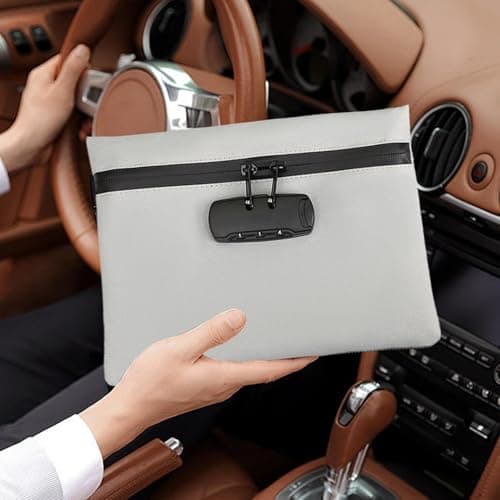 Money Bag with Combination Lock, Portable Waterproof Safe Bag, Lockable Cash Box with Zipper & Handle, Travel Safe Smell Proof Pouch for Cash, Bank Deposits, Credit, Passport, Phone — view 3