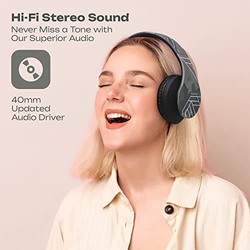 PowerLocus Bluetooth Over-Ear Headphones, Wireless Stereo Foldable Headphones Wireless and Wired Headsets with Built-in Mic, Micro SD/TF, FM for iPhone/Samsung/iPad/PC (Camouflage) — view 6