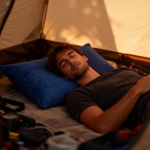 REDCAMP Small Camping Pillow for Sleeping Bag,Soft Travel Pillow,Blue — view 4
