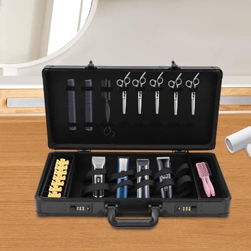 Rectangular Barber Tools Bag Salon Styling Clipper Combs Scissors Storage Carry Travel Case,Hairdresser Organizer Bag Travel Case,Hairstylist Supplies & Grooming Kits,Double Combination Lock Design,El — view 4