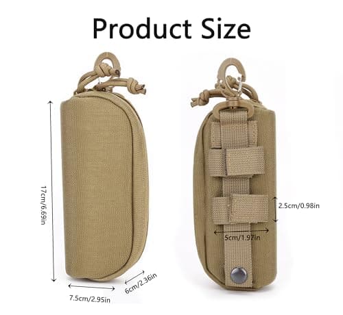 GMYIAK Strategic Hard Shell Glasses Case Portable Nylon Zippered Spectacle Cases for Bike Riding Hiking Belt Pouch Molle Pouches Travel Glasses Case with Belt Loop(Khaki) — view 2