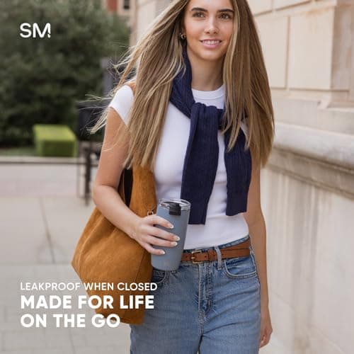 Simple Modern Travel Coffee Mug Tumbler with Flip Lid | Insulated Stainless Steel Iced Coffee Cup | Gifts for Women & Men | Voyager Collection | 350ml | Checkmate — view 4