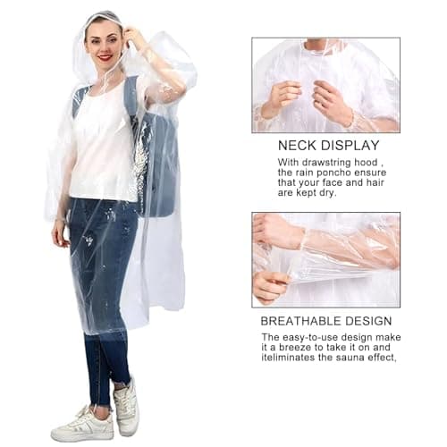 lbxtswpl Poncho Waterproof, 9PCS Disposable Rain Poncho(3 Colours) — view 3