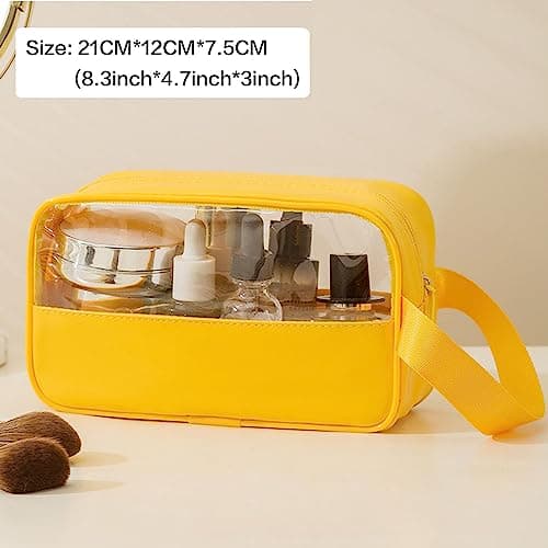 FIYUK Toiletry Travel Wash Bag Waterproof Portable Traveling Accessories Organizer for Women and Men, Yellow — view 2