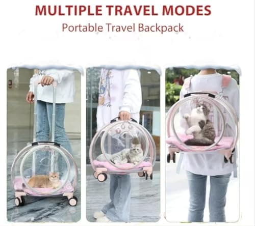 Transparent & Fully Breathable cat Carrier with Rolling Wheels — view 4